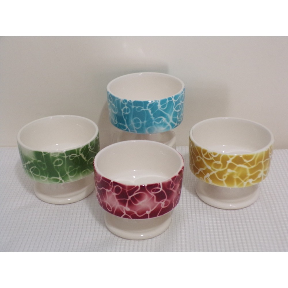 Rossini Hand Painted Dessert Soup Fruit Stackable Bowls Vintage 4" Round x 3.5"